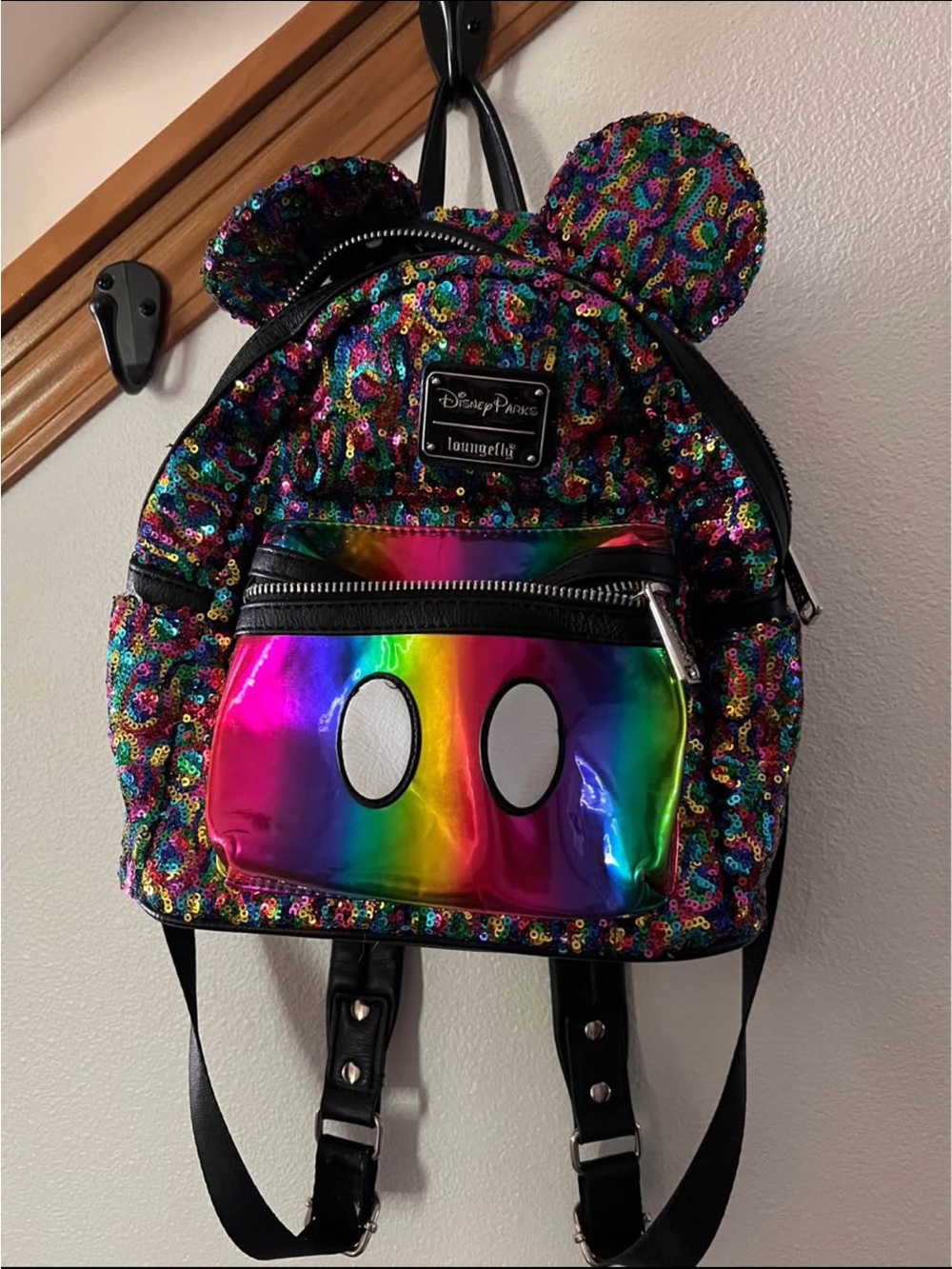 Disney Parks Loungefly Rainbow Sequin Mickey Backpack
